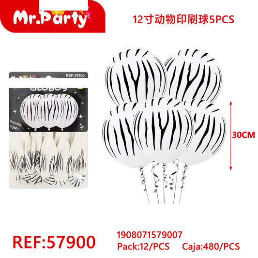 Bolas con estampado animal de 12 pulgadas (5 piezas) (12paquetes)