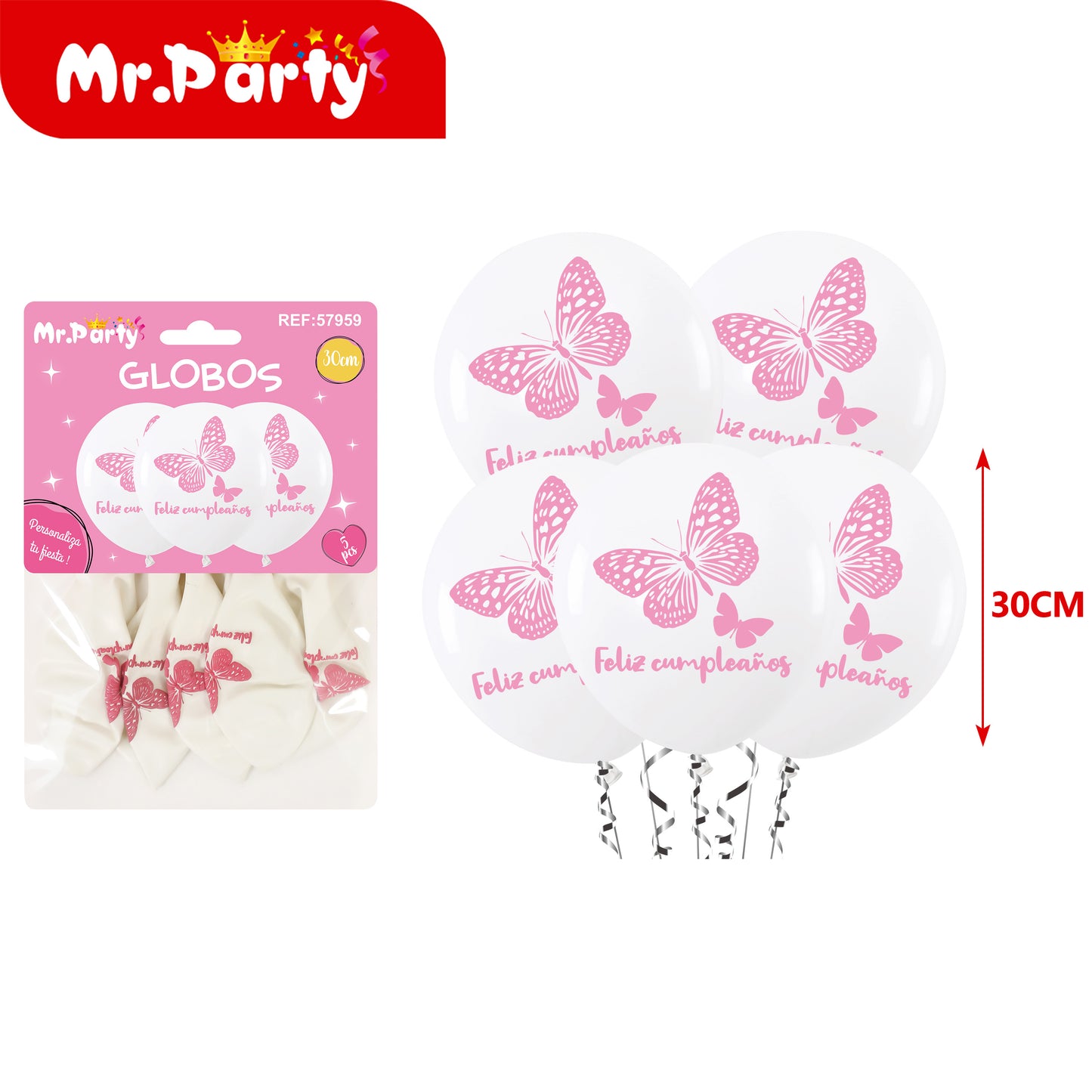 🎈 Globos Látex 30 cm Mr. Party con 5 globos Mayoreo 12pzas– Diseños Infantiles y Feliz Cumpleaños