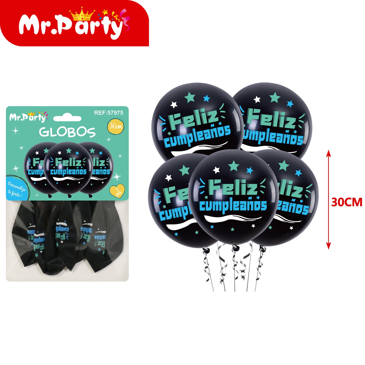 🎈 Globos Látex 30 cm Mr. Party con 5 globos Mayoreo 12pzas– Diseños Infantiles y Feliz Cumpleaños