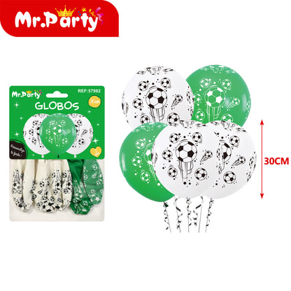 🎈✨ Set de Globos para Fiesta Mr. Party | Fútbol ⚽ + Brindis 🍾🍻 (Mylar + Latex) 🖤💛💚