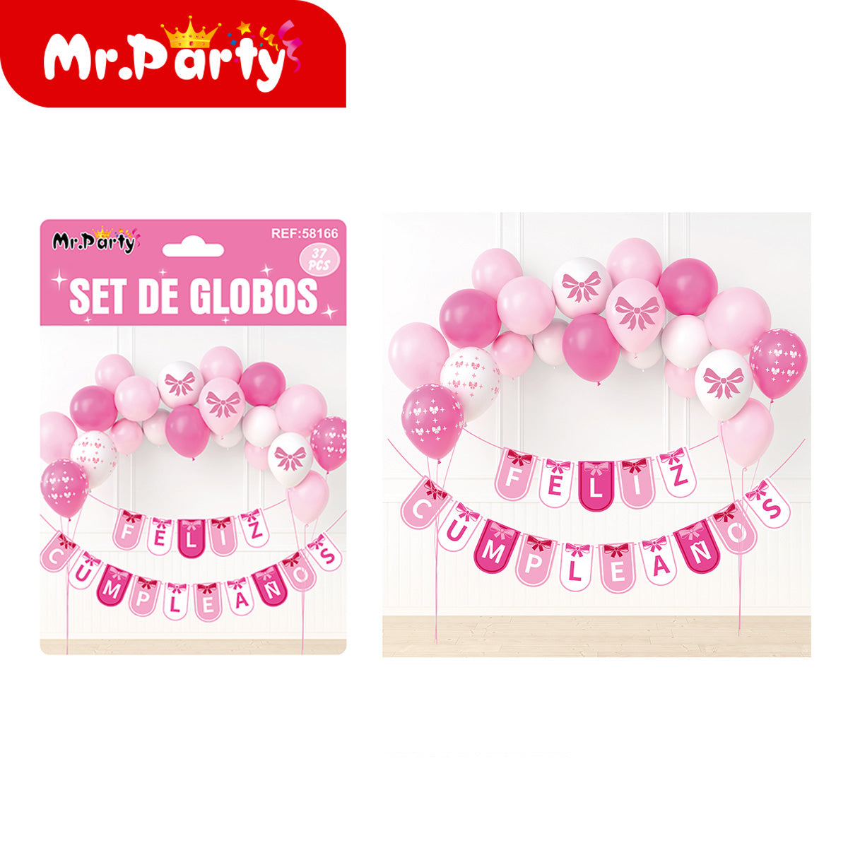 🎈✨ Kit Decoración Cumpleaños Set de Globos  + Banner “Feliz Cumpleaños” | Mr. Party