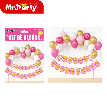 🎈✨ Kit Decoración Cumpleaños Set de Globos  + Banner “Feliz Cumpleaños” | Mr. Party