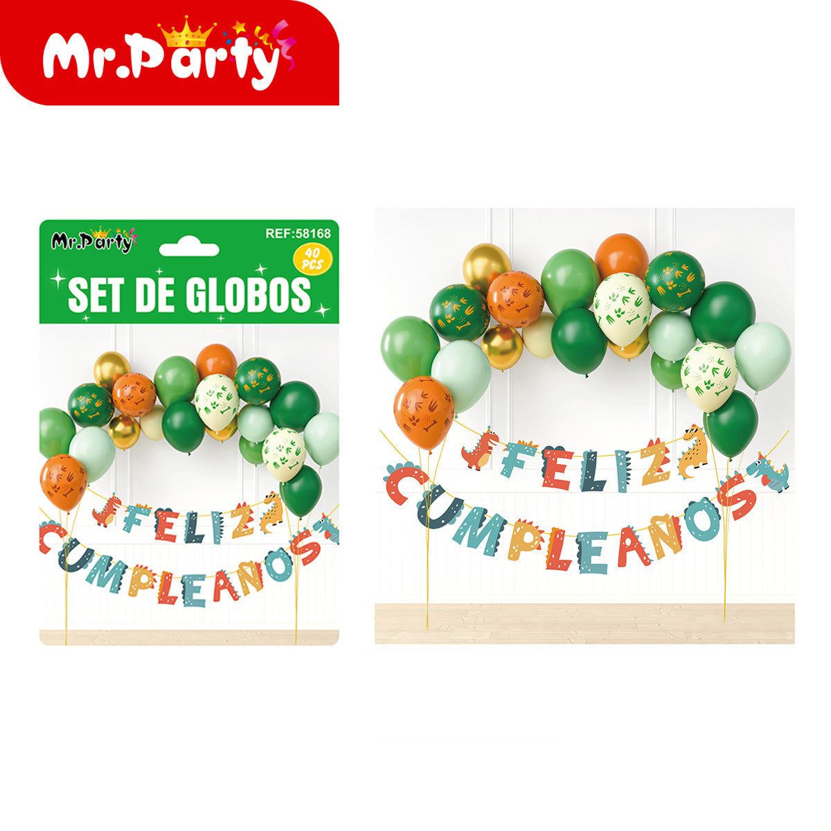 🎈✨ Kit Decoración Cumpleaños Set de Globos  + Banner “Feliz Cumpleaños” | Mr. Party