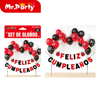 🎈✨ Kit Decoración Cumpleaños Set de Globos  + Banner “Feliz Cumpleaños” | Mr. Party- Mayoreo 6 pzas