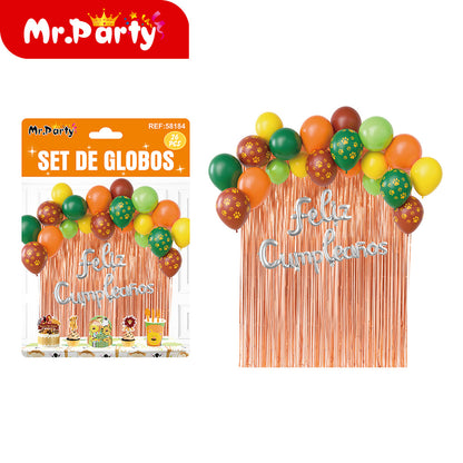 Kit Decoración de Cumpleaños con Globos + Cortina Metalizada + “Feliz Cumpleaños” | Set de Globos Mr. Party