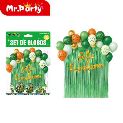 Kit Decoración de Cumpleaños con Globos + Cortina Metalizada + “Feliz Cumpleaños” | Set de Globos Mr. Party V2