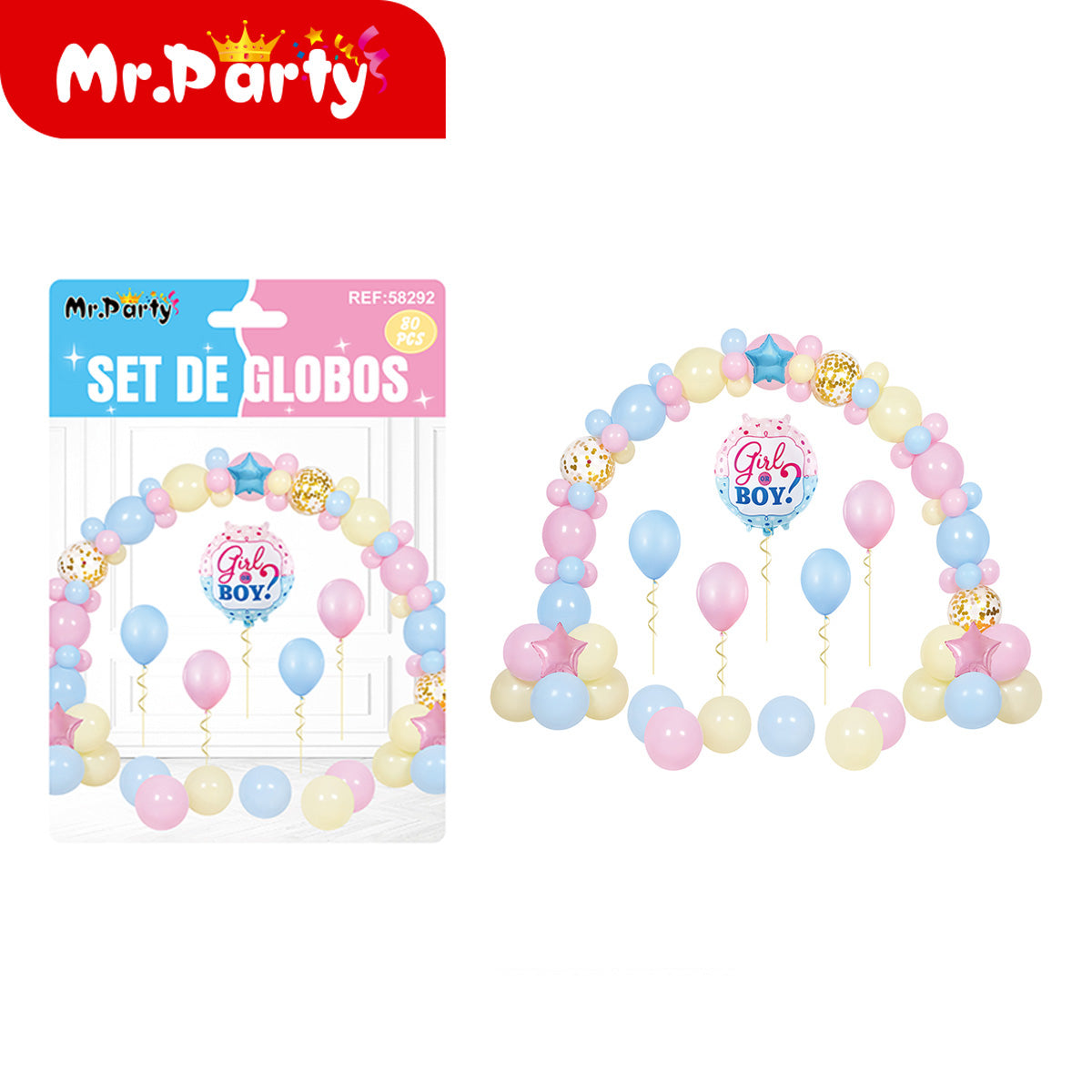 Set de globos temático decorativo 80 piezas con arco y globos foil para cumpleaños y fiestas especiales
