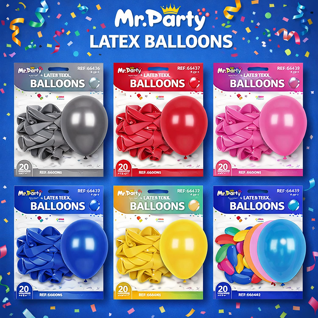 Globos de Látex 5” (15 cm) – con 20 globos | Mr. Party Brillosos