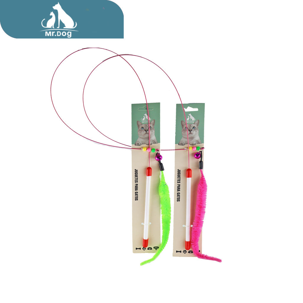 Juguete para mascota para gatos con alambre de hierro largo y oruga paq. con 12 pzas