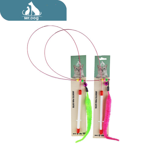 Juguete para mascota para gatos con alambre de hierro largo y oruga paq. con 12 pzas