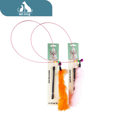 Juguete para mascota para gatos con plumas largas de alambre de acero paq. con 12 pzas