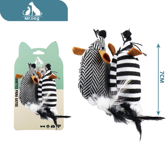 Juguete para gato ratón rayado paq. con 12 pzas