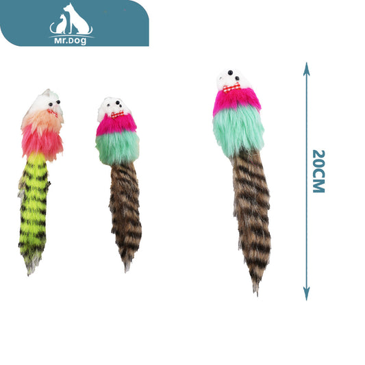 Juguete para gato ratón de cola colorida paq. con 12 pzas