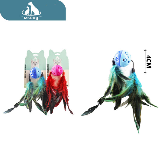 Juguete para mascota de huella de pluma de dos cabezas paq. con 12 pzas
