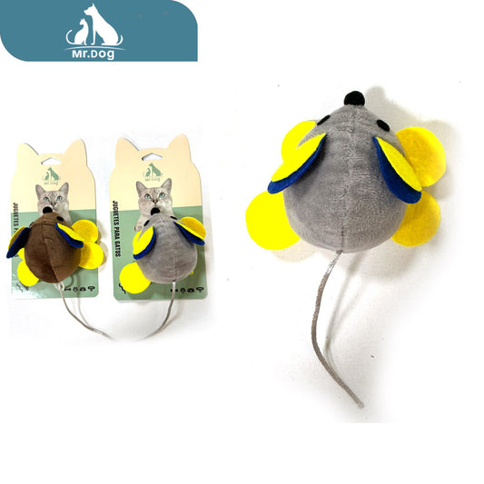 Juguete para mascota ratón de orejas amarillo vibrante paq. con 12 pzas