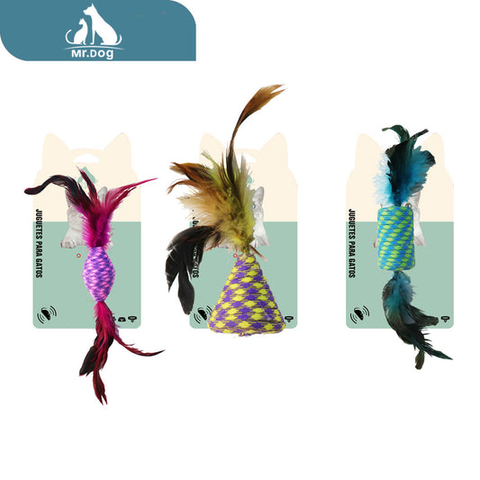 Juguete para gato de cuerda de colores paq. con 12 pzas