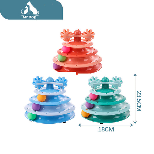 plato giratorio de tres niveles para gatos caja de color 259 g 100 g 23,5×18 paq. con 12 pzas