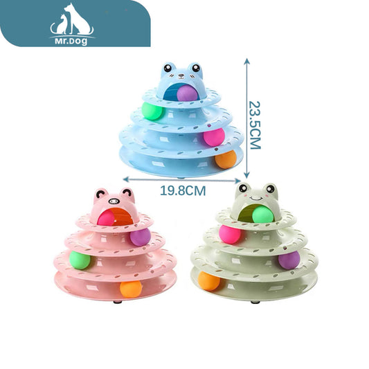 plato giratorio para gatos de cuatro capas con cabeza de rana 227 g 100 g 23,5×19,8 paq. con 12 pzas