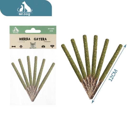 Menta para gato 6 piezas de palitos para masticar en bolsas paq. con 12 pzas