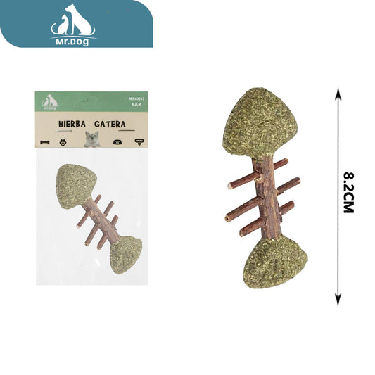 Hierba para gato de pescado de madera de tianjiao paq. con 12 pzas