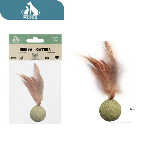 Hierba para gato de menta con plumas de pollo paq. con 12 pzas