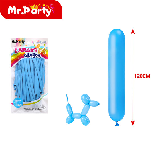 Globo largo mate de 15 g 30 piezases color azul claro (12paquetes)