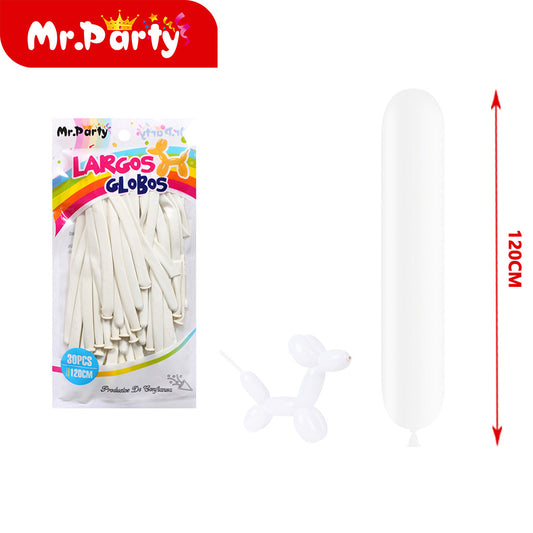 Globo largo mate de 15 g 30 piezases color blanco (12paquetes)