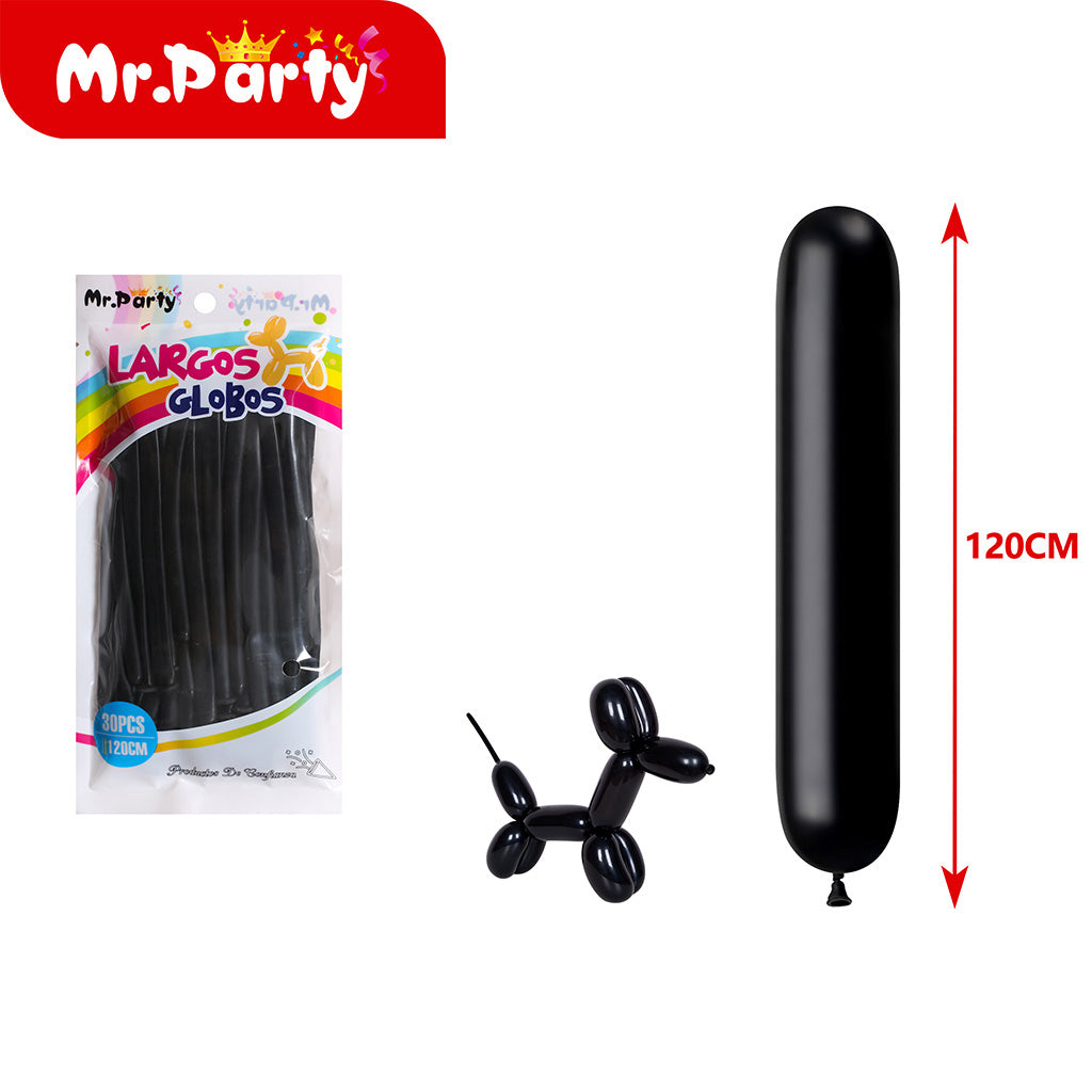 Globo largo mate de 15 g 30 piezases color negro (12paquetes)