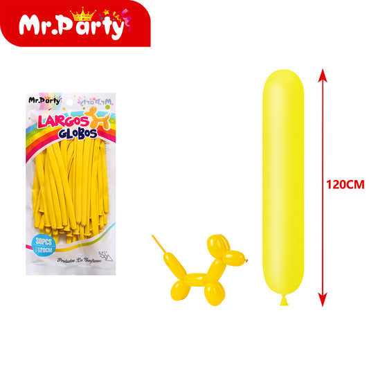 Globo largo mate de 15 g 30 piezases amarillo (12paquetes)