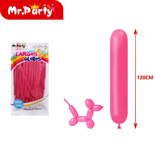 Globo largo mate de 15 g 30 piezases color rosa y rojo (12paquetes)