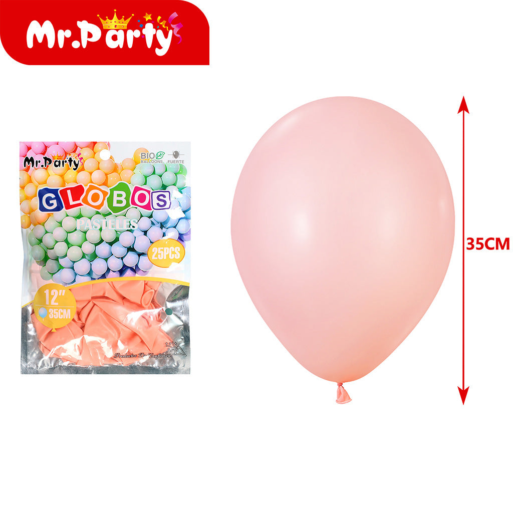 Globos Pastel 12" (35 cm) Paquete 25 Piezas Mr. Party