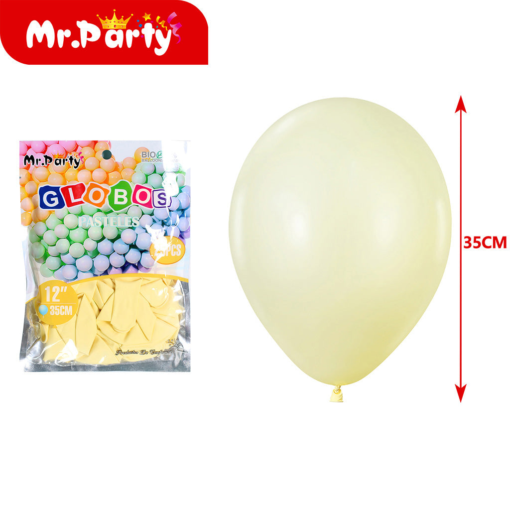 Globos Pastel 12" (35 cm) Paquete 25 Piezas Mr. Party