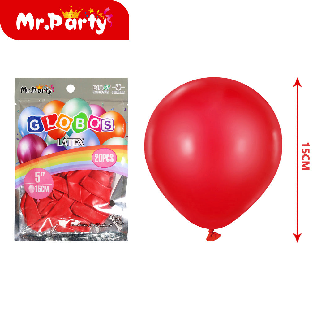 Globo de Látex 5" (15 cm) Paquete con 20 Piezas
