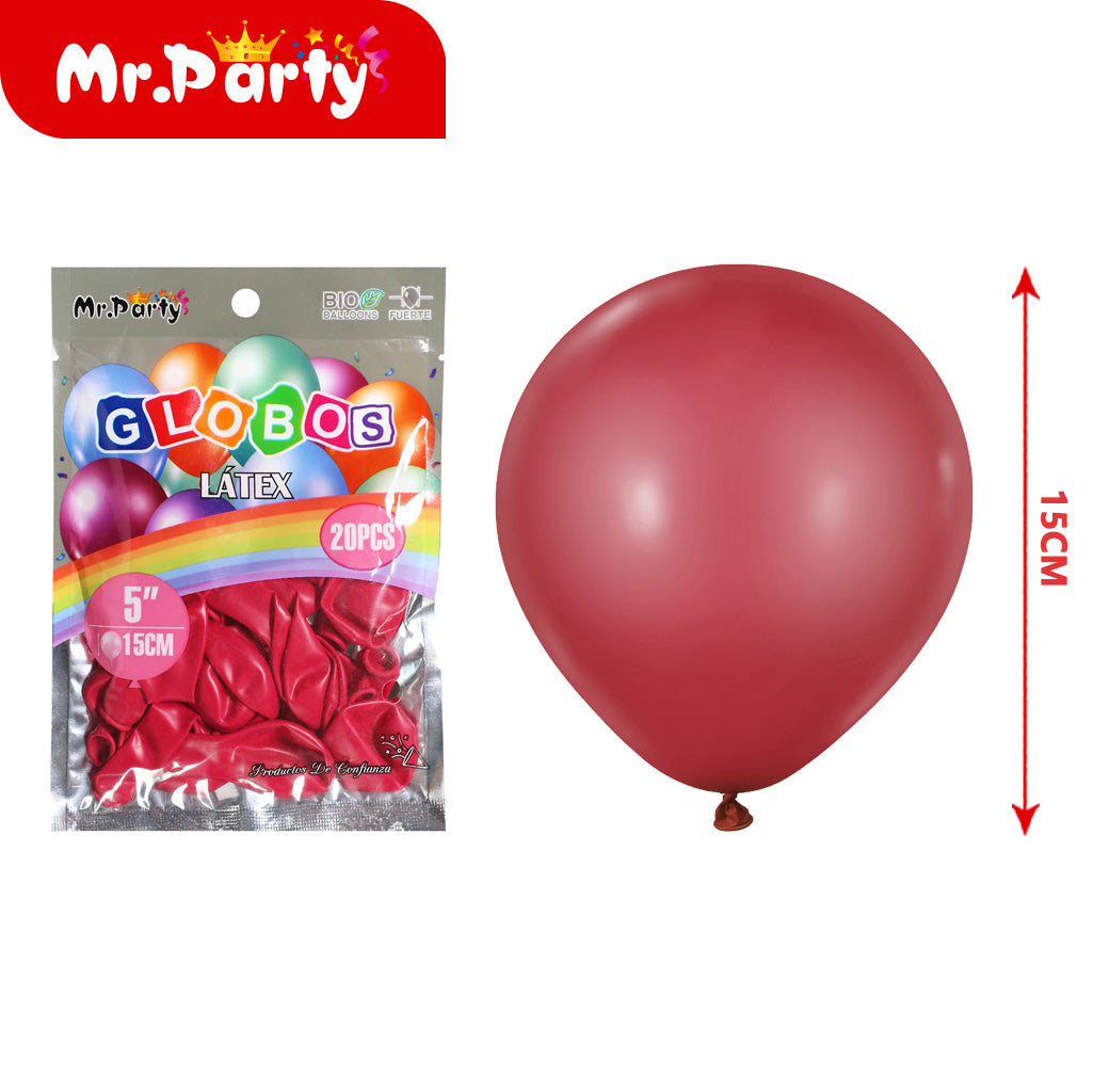 Globo de Látex 5" (15 cm) Paquete con 20 Piezas