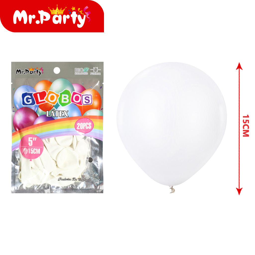 Globo de Látex 5" (15 cm) Paquete con 20 Piezas