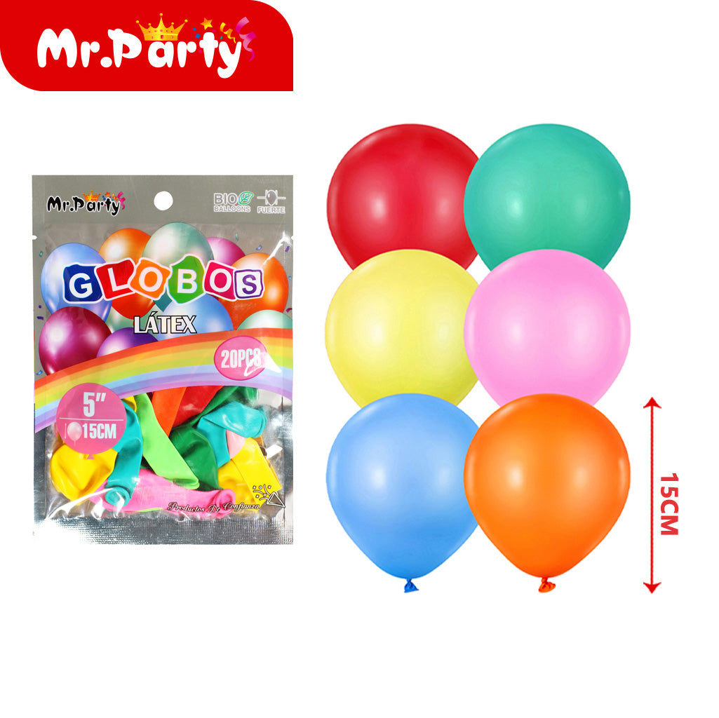 Globo de Látex 5" (15 cm) Paquete con 20 Piezas