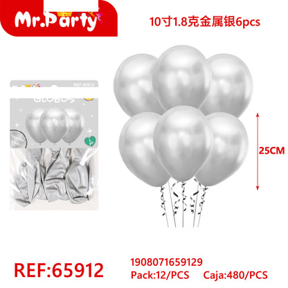 Globos Metálicos 6 pzas de 25 cm para Decoración de Fiesta Mr. Party
