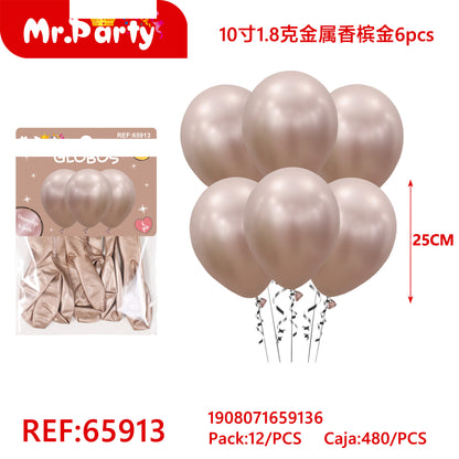 Globos Metálicos 6 pzas de 25 cm para Decoración de Fiesta Mr. Party
