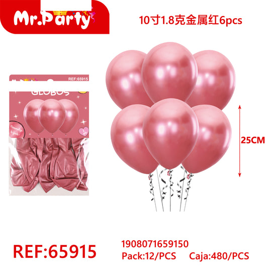 6 piezases de 10 pulgadas 18 g color rojo metálico (12paquetes)