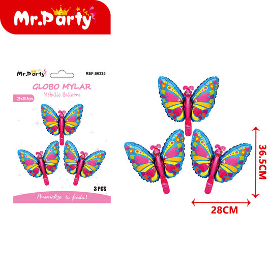 Mini mariposa azul 28*365cm juego de 3 piezas (12paquetes)