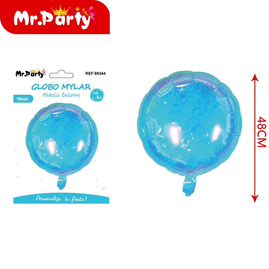 19 pulgadas redondo colorido azul hielo (12paquetes)