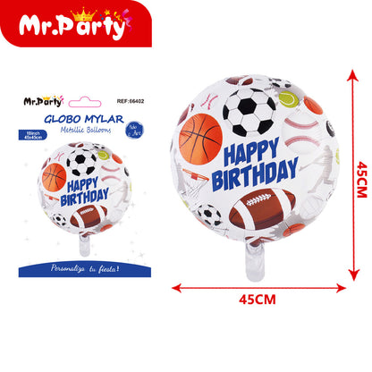 🏆⚽ Globos Mylar Deportivos Mr. Party | Balón de Fútbol, Trofeo #1 y “Happy Birthday” 🎈✨- Mayoreo 12 pzas