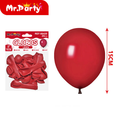 Globos de Látex 5” (15 cm) – Con 20 Globos | Mr. Party Mayoreo Paquete 12 pzas