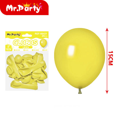 Globos de Látex 5” (15 cm) – Con 20 Globos | Mr. Party