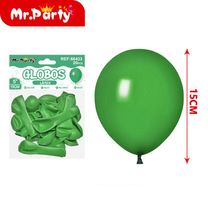 Globos de Látex 5” (15 cm) – Con 20 Globos | Mr. Party Mayoreo Paquete 12 pzas