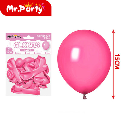 Globos de Látex 5” (15 cm) – Con 20 Globos | Mr. Party Mayoreo Paquete 12 pzas