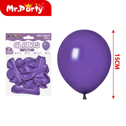 Globos de Látex 5” (15 cm) – Con 20 Globos | Mr. Party
