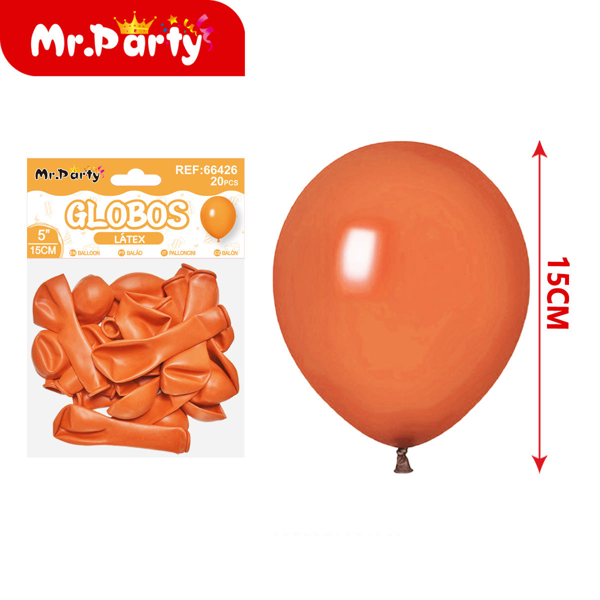 Globos de Látex 5” (15 cm) – Con 20 Globos | Mr. Party Mayoreo Paquete 12 pzas