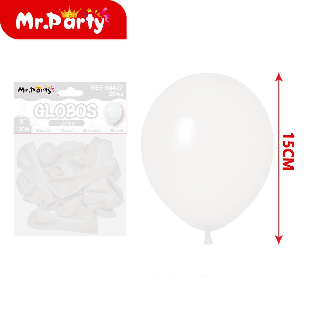 Globos de Látex 5” (15 cm) – Con 20 Globos | Mr. Party