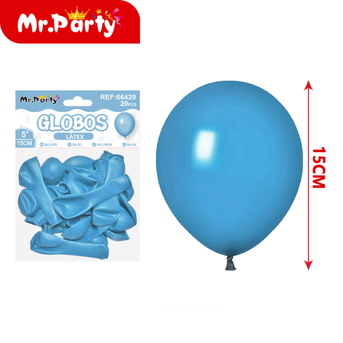 Globos de Látex 5” (15 cm) – Con 20 Globos | Mr. Party Mayoreo Paquete 12 pzas